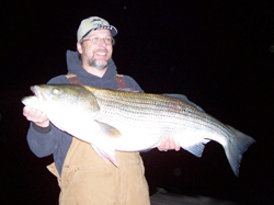 Wow! What a Striper - caught about a mile from our house. 44 1/4" 41 Lb Sriped Bass That same night Mike caught a 38 pounder and we each caught a 21" walleye. GOTTA LOVE THIS LAKE!